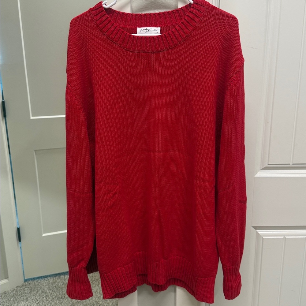 NEW Carly Jean Los Angeles Ryann Red Crew Neck Sweater